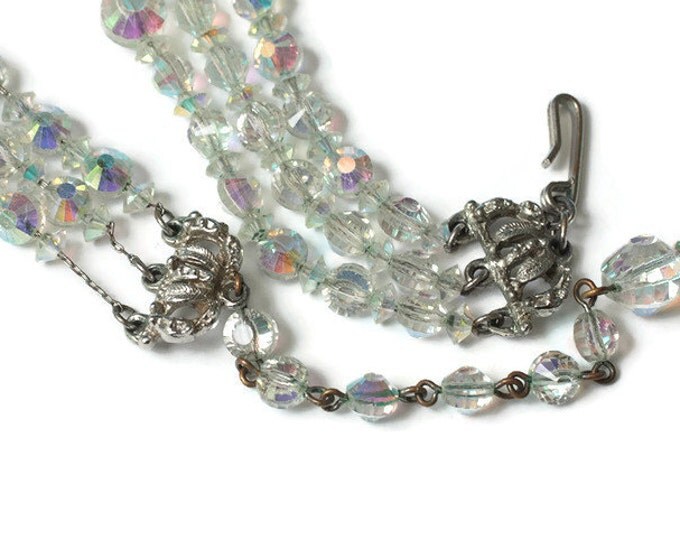 Hobe AB Crystal Three Strand Necklace Wedding Prom Pageant Vintage