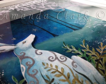 An original painting and paper cut, titled 'Under The Silver Moon'. NOW IN A SALE