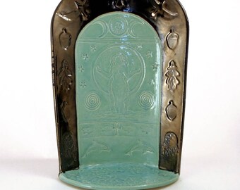 Gaia's ALTAR Mother Earth Handmade Ceramic Raku Pottery