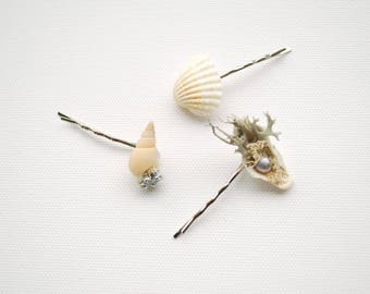 Beach Weddings Bridal Seashells Hair Pin Clip, Nautical Hawaiian Mermaid Weddings Hair Accessories, Flower Girls Seashells Bobby Pins