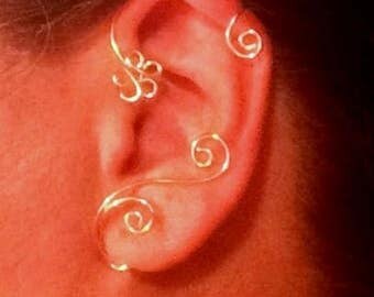 Daisy vine Ear Cuff, Vine Jewelry, ear jewelry, ear climber, ear wrap, ear jacket, silver plate, non pierced