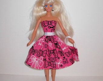Handmade barbie clothes CUTE dress and bag 4 barbie doll