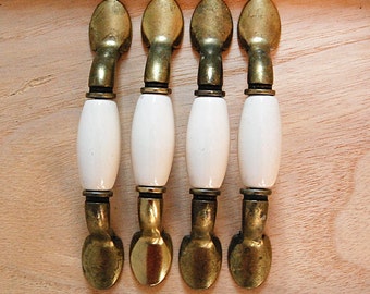 Vintage Regency Brass Drawer Pulls Hardware Set Home Decor Restoration Cabinet Bureau 1960s.