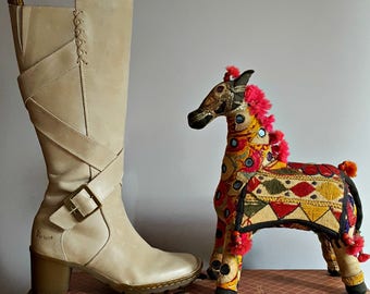 tall Dr Martens, cream coloured, UK 3