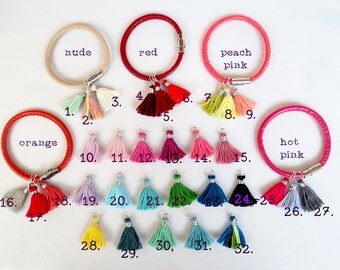 Boho Tassel Bracelet, Colorful Leather Cuff Bracelet, Stacking Bracelets