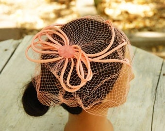 Vintage 50s-60s Pink Facinator Hat/Retro/Mid Century/Wedding/High Fashion