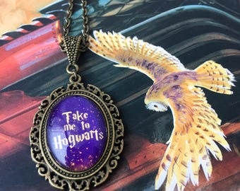 Small Take Me To Hogwarts Necklace - Harry Potter necklace - Hogwarts necklace - Hogwarts charm - Harry Potter pendant - bookish gift - HP