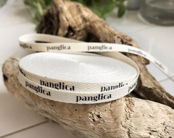 Twill, One-Quarter Inch Ribbon, Spool - Flat or Folded, CUSTOM Printed Sew-in Fabric Label (natural and white)
