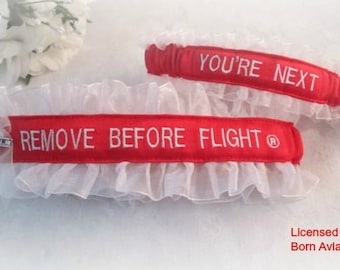 REMOVE BEFORE FLIGHT® Garter Set - Pilot Garter set - Air Force Wedding Garter set - You're Next Garter - Aviation Garters.