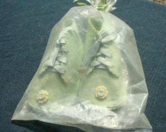 Vintage Baby Shoes Girl or Boy Shoes Newborn Pale Green Wool Felt Baby Shoes by Baby Gay Never Worn Baby Shower Baby Gift