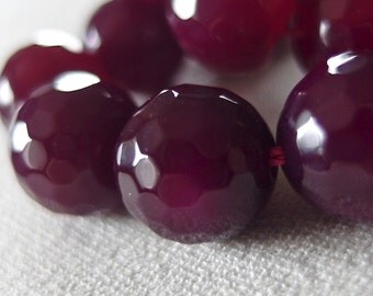 12mm Rich Rose Agate Micro Faceted Round Stone Beads, 14" strand