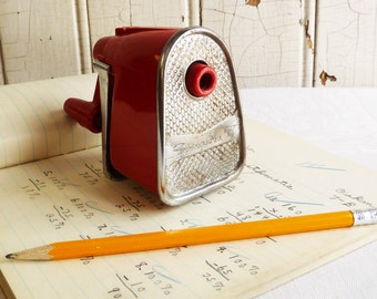 RESERVED for Yaileen - Vintage Swingline Pencil Sharpener - Red Plastic - Wall Mount - Desk Mount - Mid-Century 1960s - 60s Desk Accessory