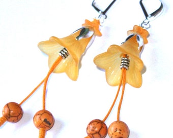 Morning Glory Earrings - Yellow Orange