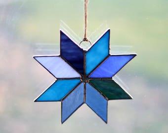 Blue Stained Glass Sun Catcher