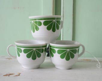Vintage Germany Atomic Mug Set of 3...coffee. tea. flower. retro housewares. kitsch. housewares. gift. kitchen. drink. green. galaxy. atomic