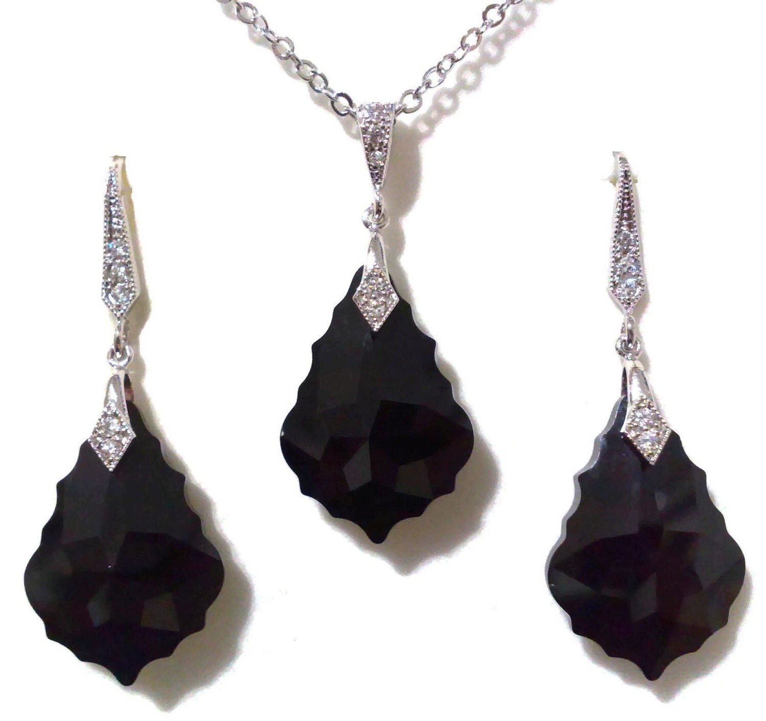 black wedding jewelry sets