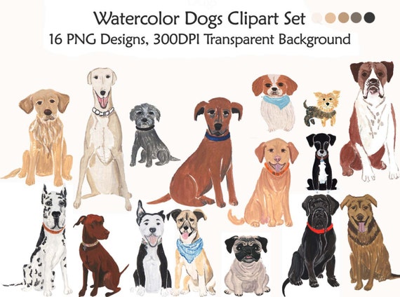Download Watercolor Dogs Clipart Set Dog Breeds Clip Art Pet
