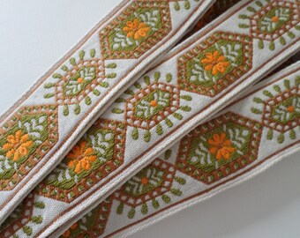 vintage destash embroidered ribbon, brocade trim