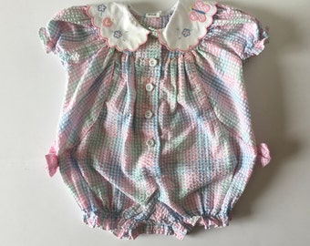 Vintage Pastel Gingham Romper (6/9 months)