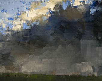 Oil Painting Original Landscape Painting Abstract by John Shanabrook - 5 x 7 - Squall Line