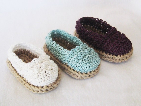 CROCHET PATTERN Baby Girl Espadrille Shoes 4 sizes included