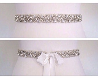 Wedding dress sash belt rhinestone black white gold by BridalStar