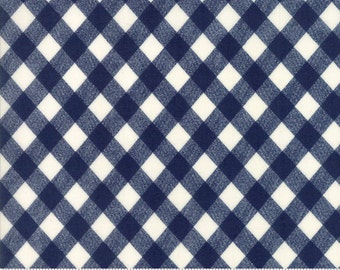 Navy Blue and White Gingham Fabric - Basics by Bonnie and Camille from Moda - 1 Yard