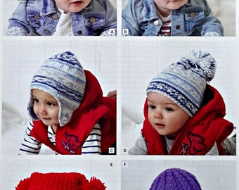 Boys Baby Knitting Pattern K4651 Childrens & Babies Hats Knitting Pattern DK (Light Worsted) King Cole