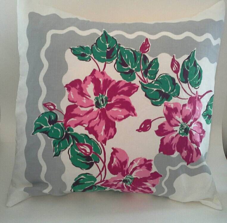 Flowered Cottage Chic Throw Pillow Cover 24 Inch Square