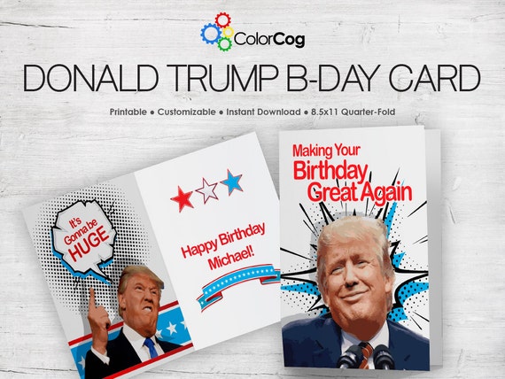 Customizable Printable Birthday Card PDF Funny Donald Trump
