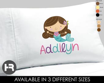 Mermaid Pillowcase - Girls Personalized Mermaid Pillow case - Standard Personalized Pillowcase