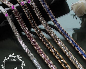 3 yard 1.5cm 0.59" wide Rhinestones beads chain tapes lace trim ribbon C29T348K0325Y free ship
