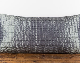 Pewter silk blend textured 14 x 28" pillow cover