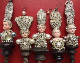 one mixed media assemblage, Grand Duchess, original art doll ornaments, by Elizabeth Rosen