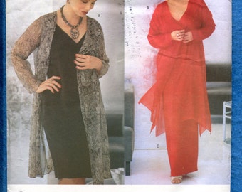 Vogue 2171 Designer Tom & Linda Platt Kerchief Hemline Jacket and Slender V Neck Dress Sizes 20W..22W..24W Uncut