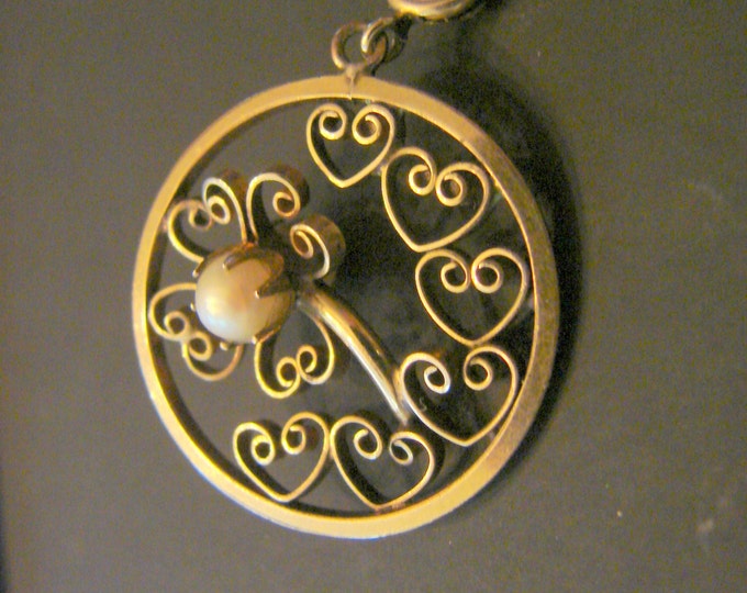 Antique 1/20 12Kt Gold Cultured Pearl Filigree Reversible Watch Fob