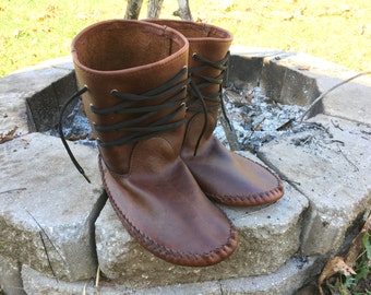 Leather Moccasin Boots / Shoes by Klutchcreations