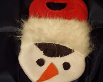 Santa Snowman, fleece purse, machine wash, handmade purse, xmas purse