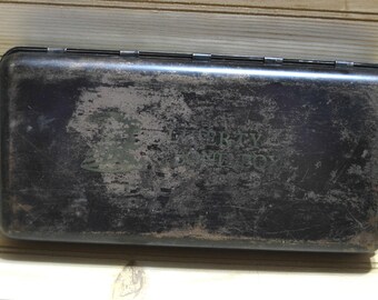 Vintage Liberty Bond Box Metal Black Storage Bank Money Collectible Advertisement Advertising TV Movie Prop