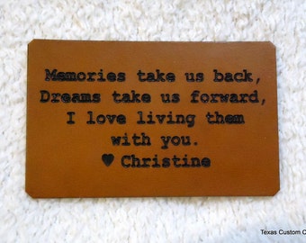 Personalized Wallet Card, Leather Wallet Insert, Engraved Wallet Card, Unique 3rd Year Wedding Anniversary Gift, Love Note