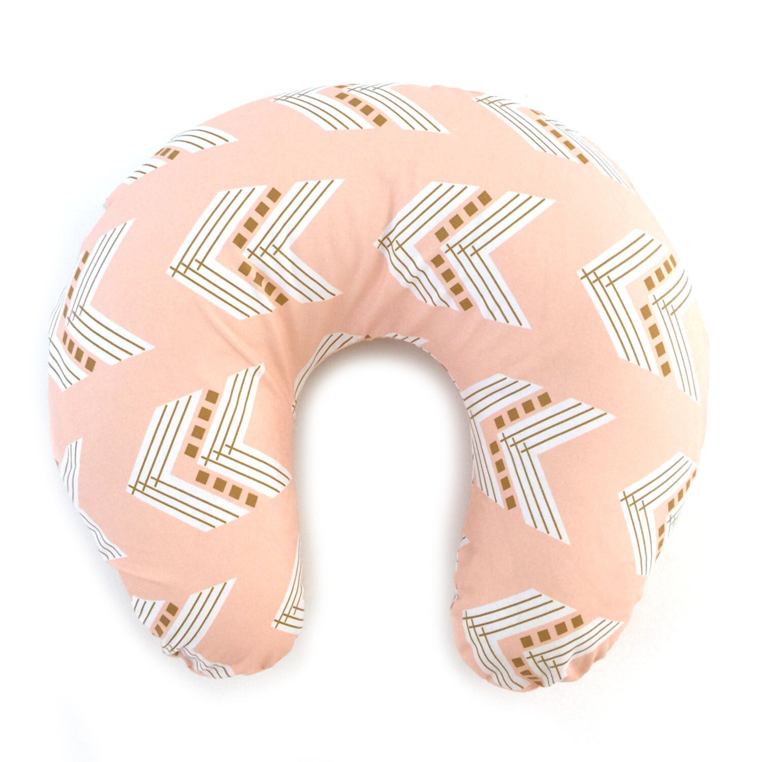 Nursing Pillow Cover Blush Gold Chevron. Nursing Pillow.
