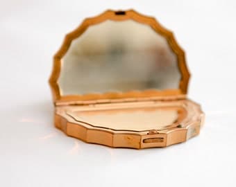 Gold Compact Mirror | Retro Compact Mirror | Mid Century Beauty | Travel Compact Mirror | Make-up Compact | Powder Mirror | Vintage Compact