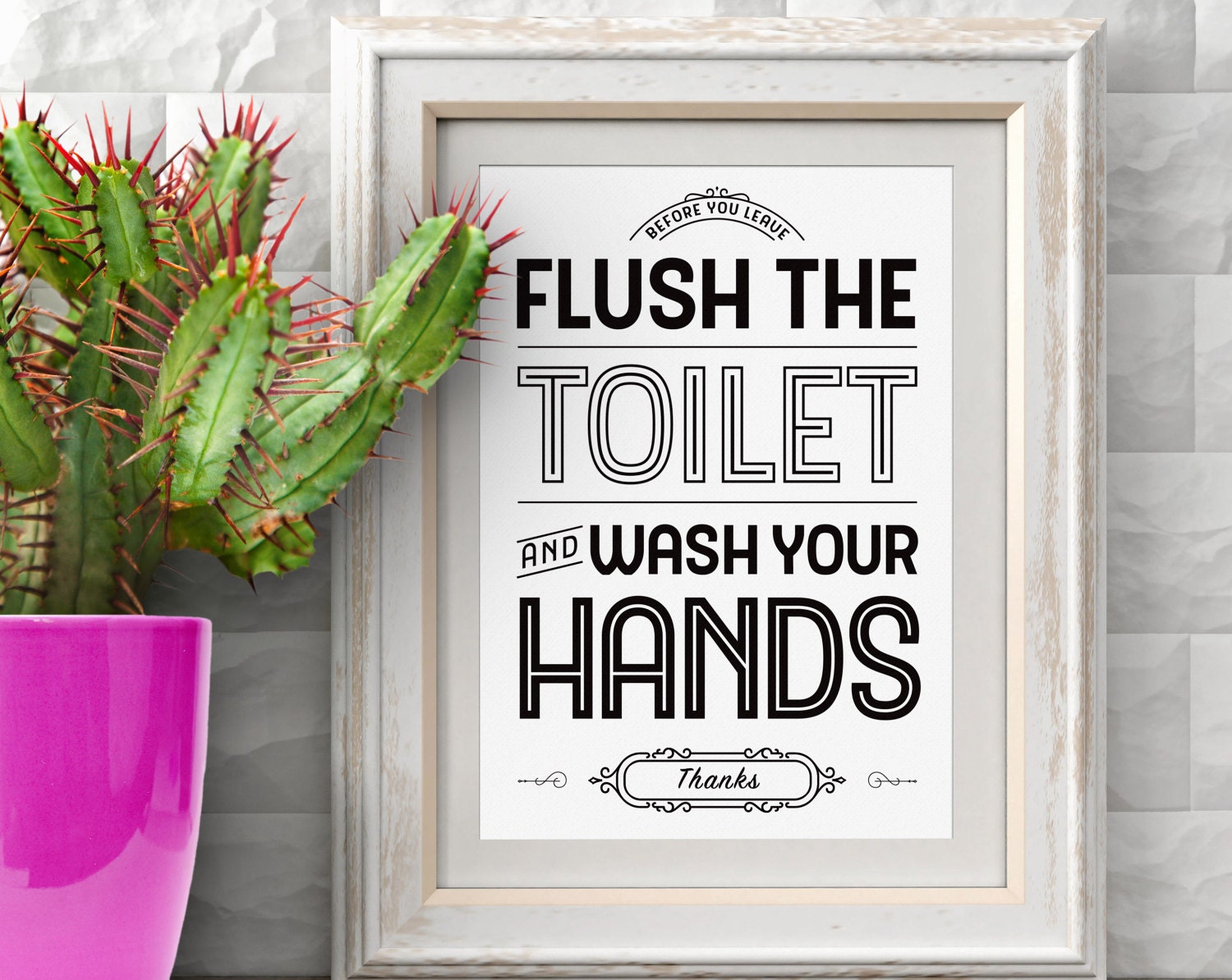 Flush Toilet & Wash Hands Sign Toilet Sign Flush Wash Hands