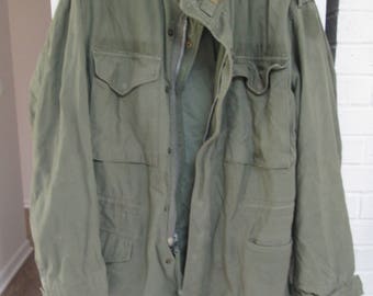 Vintage distressed Army green Military Jacket Commando light utility jacket Cargo Grunge coat Olive Green Jacket Vintage Camo Mens small