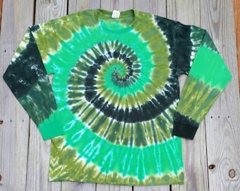 Adult St Patrick's Day Tie Dye Shirt, S M L XL XXL, Green Tie Dye Long Sleeve Tshirt, Mens Tie Dye, Womens Tie Dye