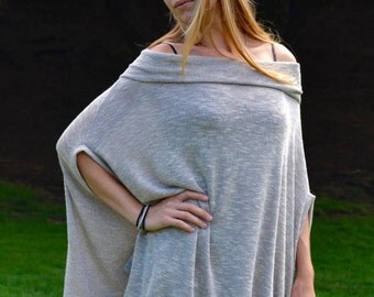Off Shoulder Poncho in Beige