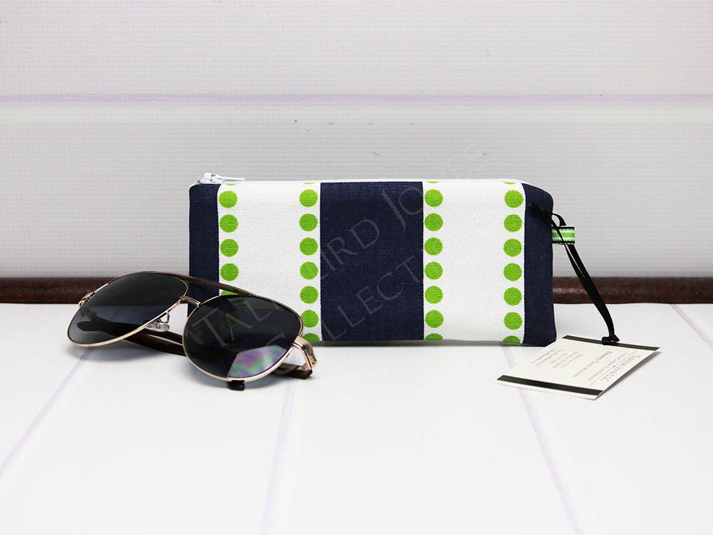 Reading Glasses Case Stripe Zipper Pouch Eyeglass Pouch