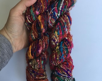 Multicolor Banana Fiber Yarn - Art Yarn - Handmade, Eco-Friendly & Socially Responsible - 2 Skeins
