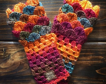 Crochet Dragon Scale Gloves/Fingerless Gloves/Dragon Gloves/Crocodile Gloves/Crochet Gloves/Christmas Gift