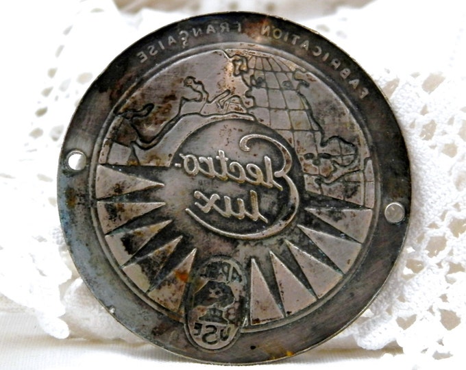 Antique French Electrolux Small Silver Plated Metal Plaque, Collectible, Advertising, French Signs, Brocante, Decor, Retro Interior,